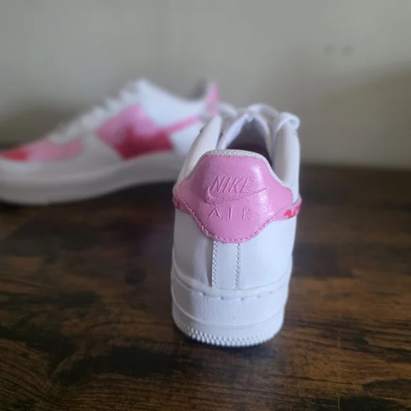 Custom Hand-Painted Nike Air Force 1 | Pink Flames | Size 8 - Picture 4 of 10